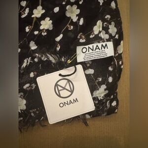 ONAM Black Floral Scarf